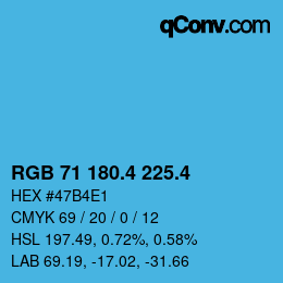 カラーコード: RGB 71 180.4 225.4 | qconv.com