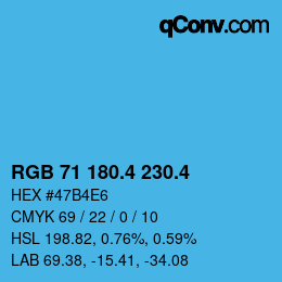 カラーコード: RGB 71 180.4 230.4 | qconv.com