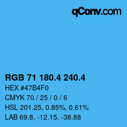 カラーコード: RGB 71 180.4 240.4 | qconv.com
