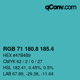 カラーコード: RGB 71 180.8 185.4 | qconv.com