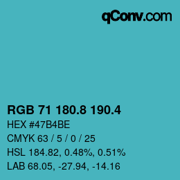 カラーコード: RGB 71 180.8 190.4 | qconv.com