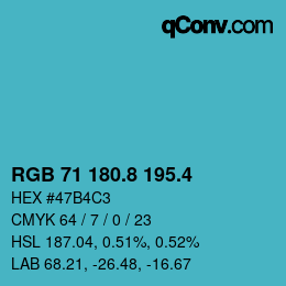 カラーコード: RGB 71 180.8 195.4 | qconv.com