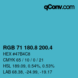 カラーコード: RGB 71 180.8 200.4 | qconv.com