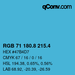 カラーコード: RGB 71 180.8 215.4 | qconv.com