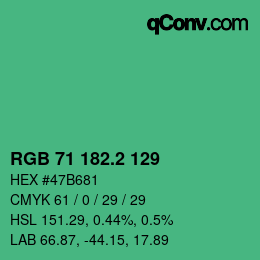 カラーコード: RGB 71 182.2 129 | qconv.com