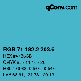 カラーコード: RGB 71 182.2 203.6 | qconv.com