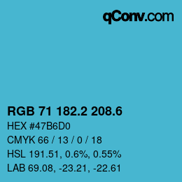 カラーコード: RGB 71 182.2 208.6 | qconv.com
