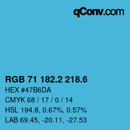カラーコード: RGB 71 182.2 218.6 | qconv.com