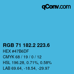 カラーコード: RGB 71 182.2 223.6 | qconv.com