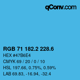 カラーコード: RGB 71 182.2 228.6 | qconv.com