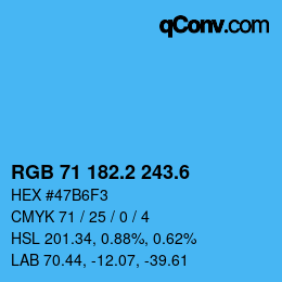 カラーコード: RGB 71 182.2 243.6 | qconv.com
