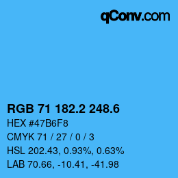 カラーコード: RGB 71 182.2 248.6 | qconv.com
