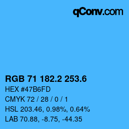 カラーコード: RGB 71 182.2 253.6 | qconv.com