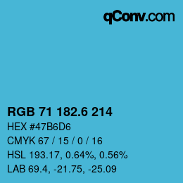 カラーコード: RGB 71 182.6 214 | qconv.com