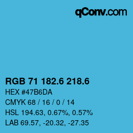 カラーコード: RGB 71 182.6 218.6 | qconv.com