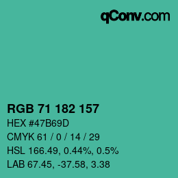 颜色代码: RGB 71 182 157 | qconv.com