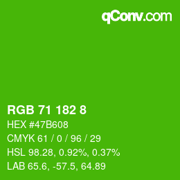 颜色代码: RGB 71 182 8 | qconv.com
