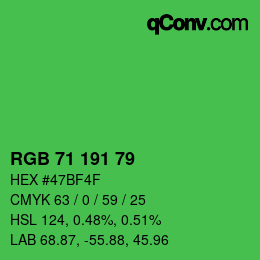 颜色代码: RGB 71 191 79 | qconv.com