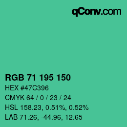 カラーコード: RGB 71 195 150 | qconv.com