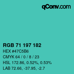 Code couleur: RGB 71 197 182 | qconv.com