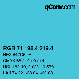 カラーコード: RGB 71 198.4 219.4 | qconv.com