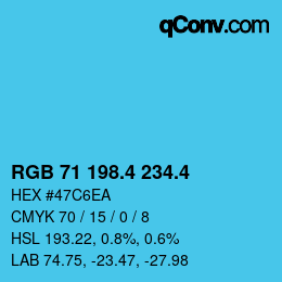 カラーコード: RGB 71 198.4 234.4 | qconv.com