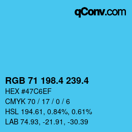 カラーコード: RGB 71 198.4 239.4 | qconv.com