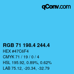 カラーコード: RGB 71 198.4 244.4 | qconv.com