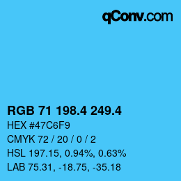 カラーコード: RGB 71 198.4 249.4 | qconv.com