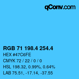 カラーコード: RGB 71 198.4 254.4 | qconv.com
