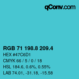 カラーコード: RGB 71 198.8 209.4 | qconv.com