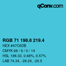 カラーコード: RGB 71 198.8 219.4 | qconv.com