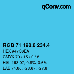 カラーコード: RGB 71 198.8 234.4 | qconv.com