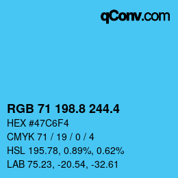 カラーコード: RGB 71 198.8 244.4 | qconv.com