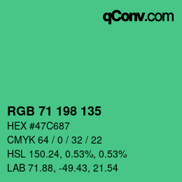 Color code: RGB 71 198 135 | qconv.com