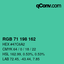 Color code: RGB 71 198 162 | qconv.com