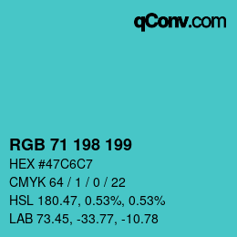 Color code: RGB 71 198 199 | qconv.com