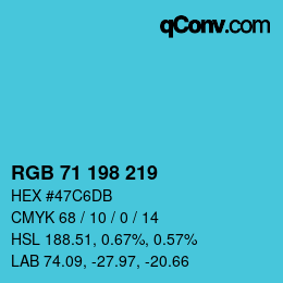 颜色代码: RGB 71 198 219 | qconv.com