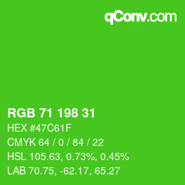 Color code: RGB 71 198 31 | qconv.com