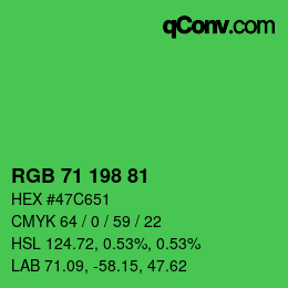 Color code: RGB 71 198 81 | qconv.com