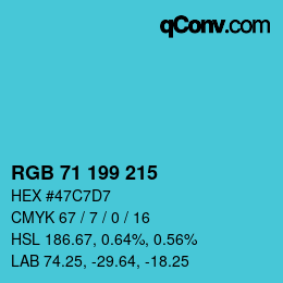Color code: RGB 71 199 215 | qconv.com