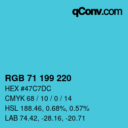 颜色代码: RGB 71 199 220 | qconv.com