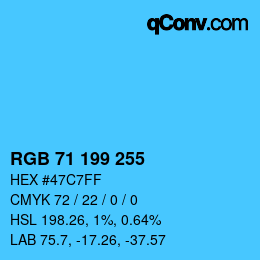 Color code: RGB 71 199 255 | qconv.com