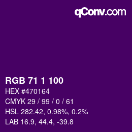 カラーコード: RGB 71 1 100 | qconv.com