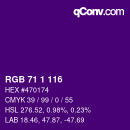 カラーコード: RGB 71 1 116 | qconv.com