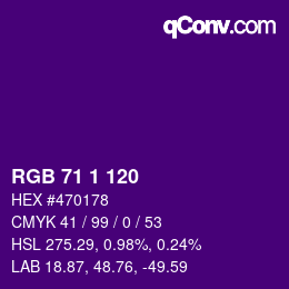 カラーコード: RGB 71 1 120 | qconv.com