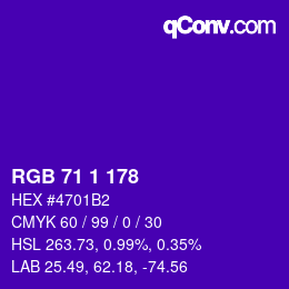 颜色代码: RGB 71 1 178 | qconv.com