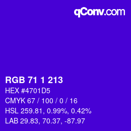 Color code: RGB 71 1 213 | qconv.com
