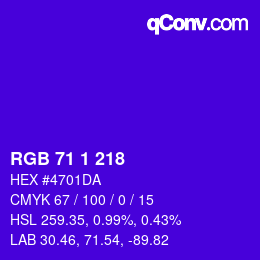 カラーコード: RGB 71 1 218 | qconv.com
