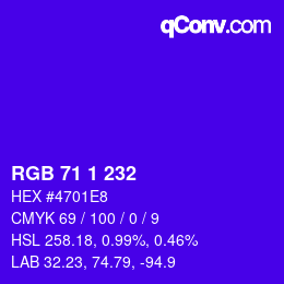 Color code: RGB 71 1 232 | qconv.com